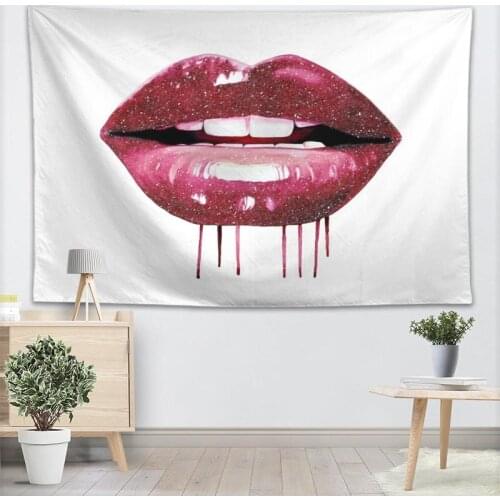 Lips Wall Tapestry Home Decorations 3D Printing Soft Fabric Wall Hanging Forest Tapestries Home Birthday Party Decoration