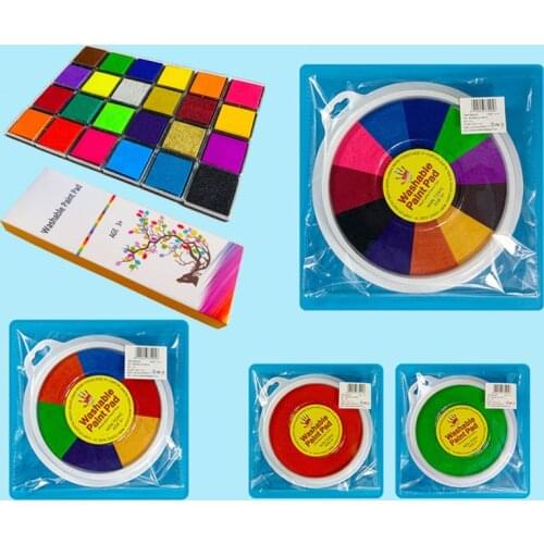New 24cm Funny 24 Colors Ink Pad Stamp DIY Finger Painting Craft Cardmaking For Kids Montessori Drawing 0-12 Months Baby Toy