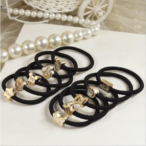 South Koreas new electroplated pearl rubber band with a metallic color hair decoration, han style