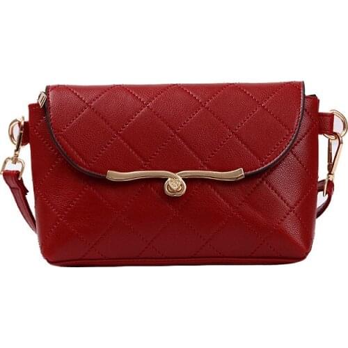 2020 new womens bag PU leather solid color rhombus embroidery shoulder shoulder bag diamond lock leisure bag