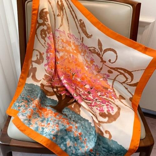 New fashion sense small square scarf female painting printed multifunctional Decorative scarf summer sunscreen scarf Tie hair