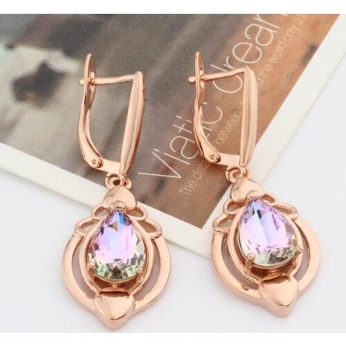 XOPAS New Cute Water Drop Long Earrings For Women Earrings 585 Rose Gold Wedding Modern Party Fashion Jewelry Korean Style