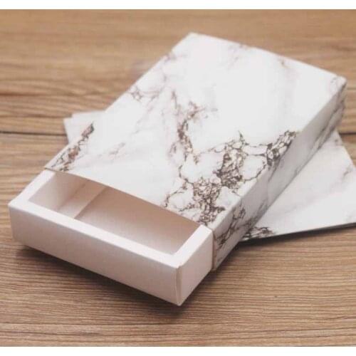 2019New Marbling Design Shading Style Kraft Paperboard Drawer Box Necklace Earring Bracelet Display Pretty Box