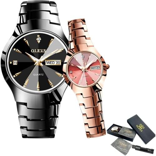 OLEVS Fashion Lovers Watches For Men Women Waterproof Arabic Clock Silver Stainless Steel Couple Casual Ladies Quartz Wristwatch