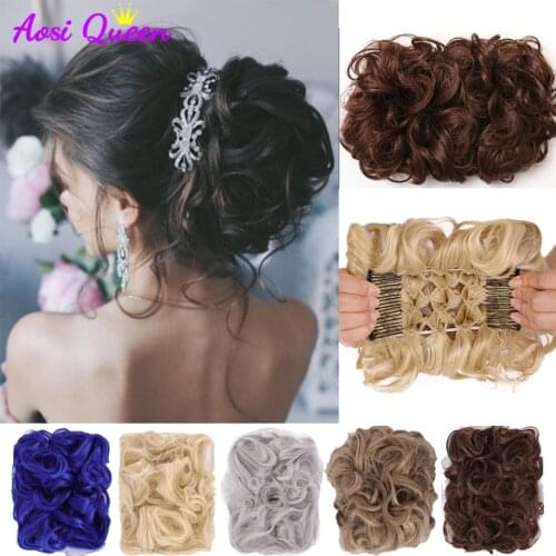 AS LARGE Comb Clip In Curly Hair Extension Synthetic Hair Pieces Chignon Women Updo Cover Hairpiece Extension Hair Bun