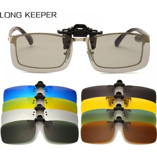Polarized Photochromic Clip On Sunglasses For Men Women Car Driver Goggles Flip Up Lens Glasses Yellow Night Driving Eyewear