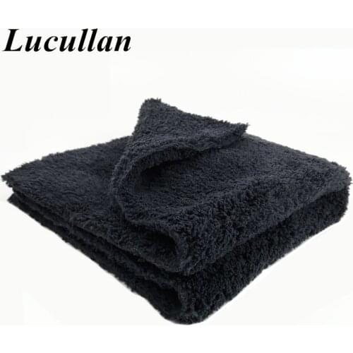 Ultra Thick-Black/Dark Blue Edgeless Microfiber Towel 16"X16" Premium Detailing Cloth For Polishing,Buffing,Car Washing