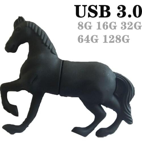 Cartoon USB 3.0 Black Horse USB Flash Drive Pen Drive 128G 4GB 8GB 16GB 32GB 64GB 256GB Pendrive Memory Stick Thumb Drive gift