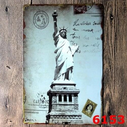 Vintage Tin Sign Wall Decor Retro Metal Art Bar Pub Poster Statue of Liberty 20x30CM