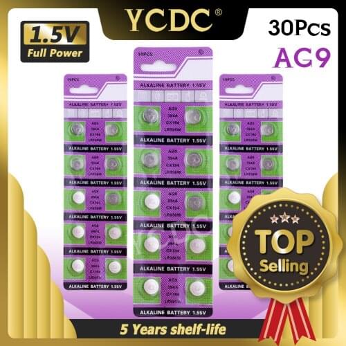 YCDC 30Pcs 1.55V AG9 AG 9 Watch Clock Button Coin Battery L936 LR936 RW33 S33 SP394 SR45 SR45H SR936 SR936SW V394