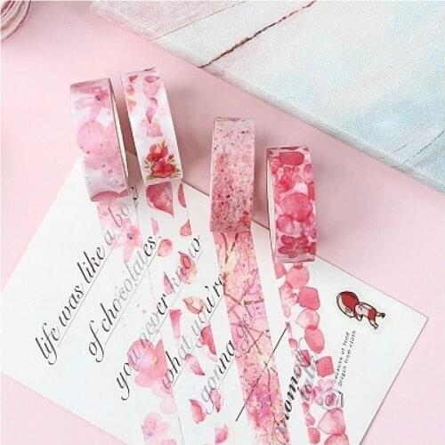 1piece Kawaii Washi Tape Colorful Sakura Paper Adhesive Tape DIY Cartoon Shine Lovely Scrapbooking Sticker Label Masking Tape