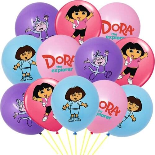 10/12pcs Dora The Explorer Balloons 12inch TV Show Education Monkey Dora Latex Ballons Birthday Party Girl Kids Decorations Toys