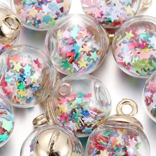 10Pcs Glass Balls Eye-catching Mini Glass Clear Beads Charms Pendants for Home Beads Charms Pendants For DIY Stud Earring