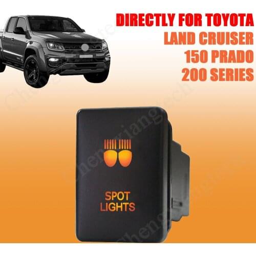Orange Led Light Car Push Button On Off Switch SPOT LIGHTS For Toyota 2015 Hilux Prado 150 200 Rav4 + Wire