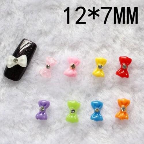 12x7mm bowknot Resin Flatback beads nail art decoration nail art sticker for Nail Art Scrapbooking DIY 200pcs