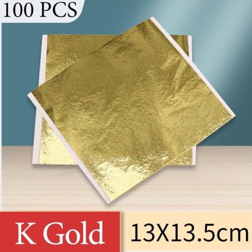 14cm Gold Leaf Sheets K Gold Foil Paper in Arts and Crafts Furniture Nail Decoration Painting Potal