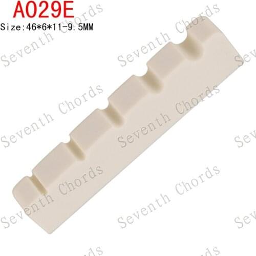 2 Pcs Lvory White 5 String Bass Nuts for Bass Guitar Replacement parts. Size 46x6x11-9.5mm - A029E