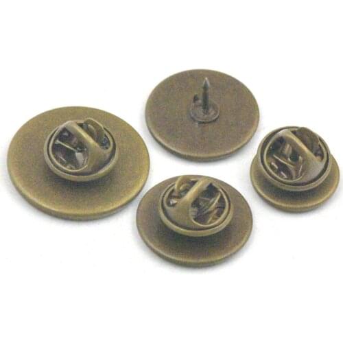 20 sets / Lot 12mm 16mm 20mm Round Brass Tie Tacks Finding Pin Pinch Pad Clutch for Clothes back Blank Brooch