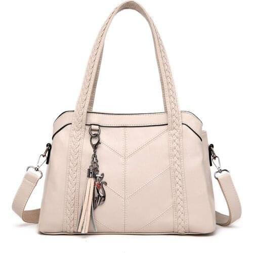 2021 Purses and Handbags White Leather Handbags Women Multi-Pocket Shoulder Bags Fashion Crossbody Bags for Women