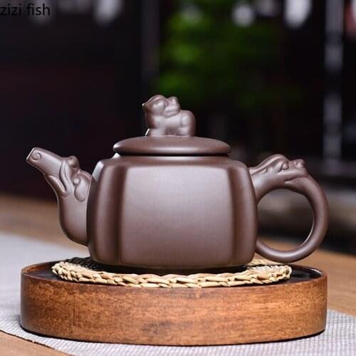 280ml Purple Clay Teapot Raw Ore Old Mud Home Tea Making Equipment Tea Set Teapot with Handle Decoration Drinkware Pitchers