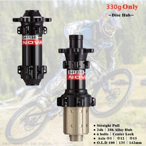 330g Novatec D411SB D412SB hub Black QR thru axle M12 142mm 6 bolts center lock 24h 28h road disc MTB straight pull alloy hub