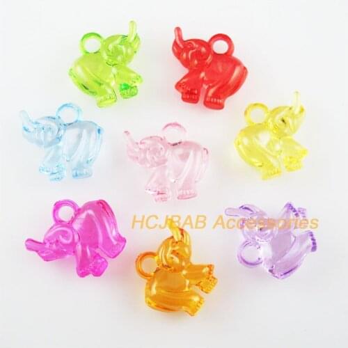 40Pcs Clear Mixed Plastic Acrylic Animal Elephants Charms Pendants 17.5x19mm