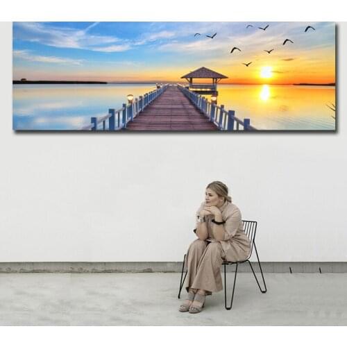 Large 5D DIY Diamond Painting Cross Stitch Square Round Diamond Embroidery Sunset Seagulls Diamond Mosaic painting Rhinestones