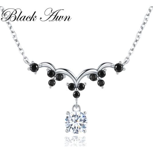 [BLACK AWN] Classic 925 Sterling Silver Jewelry Elegant Necklace for Women Silver 925 Jewelry Necklaces Pendants K037
