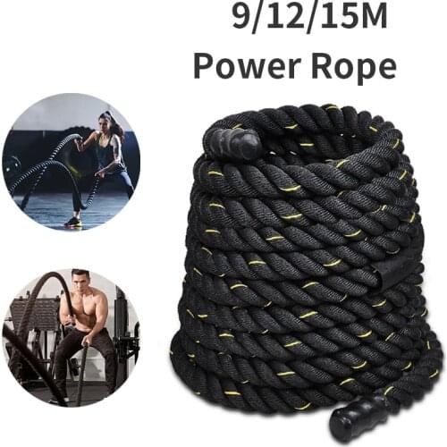 Battle Rope Fitness Power Training 9/12/15M Rope Gym Home Exercise 25/38/50mm Diameter Workout Muscle Strength Traning Rope