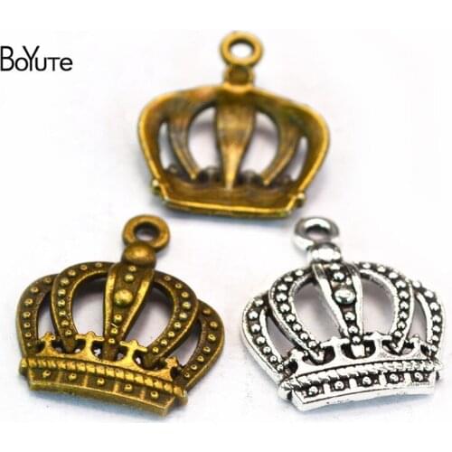BoYuTe (50 Pieces/Lot) 24*20MM Meta Alloy Crown Pendant Charms for Jewelry Making Diy Hand Made