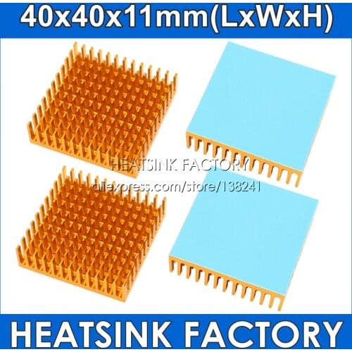 5pcs Black / Glod Aluminum Heatsink Cooling 40x40x11mm for LED Power Memory Chip IC Transistor with Thermal pad