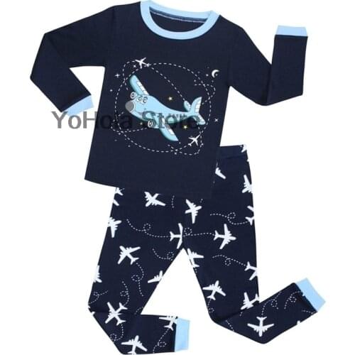 Baby Kids Pajamas Sets Cotton Boys Sleepwear Airplane Suit Autumn Pajamas Long Sleeve Pijamas Tops+Pants 2pcs Children Clothing