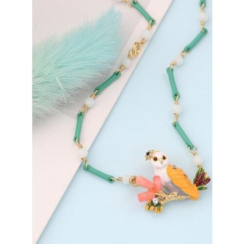 European and American New Fashion Personality Enamel Glaze Owl Animal Bracelet Zircon Bamboo Link Bracelet Bracelet Female