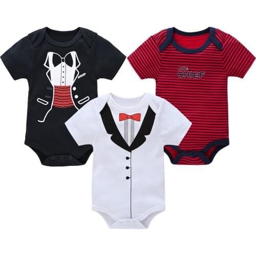 3pcs Ropas Bebe De Cute Cartoon Baby Boys Onesies Clothes Set Overalls Cotton Short Sleeve Bodysuit Toddler Baby Girls Jumpsuit