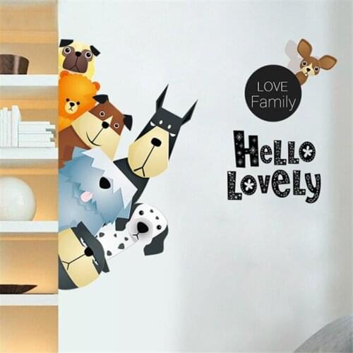 Lovely Simple cartoon dog wall sticker living room bedroom wall decoration wall stickers for kids rooms