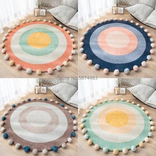 Cute Ins Style Nordic Ball Floor Mat Crawling Mat Living Room Bedroom Childrens Room Layout Handmade Thick Round Blanket