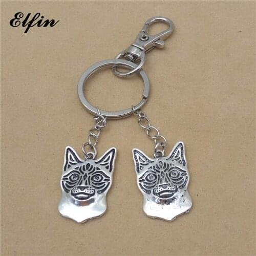 Elfin Trendy Siamese Cat Key Chains Antique Silver Plated Animal Pet Memorial Jewellery Cat Key Rings