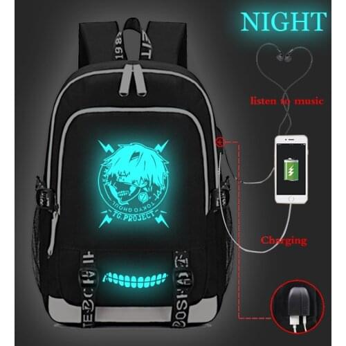 Fashion Tokyo Ghoul Luminous USB Charging Backpack Boys Girls Back To School Knapsack Mochila Student School Bag Laptop Rucksack