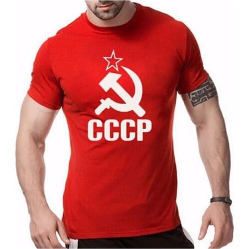 Mens T-Shirt 2019 Summer CCCP Russian T Shirts Men USSR Soviet Union Man Short sleeve Tshirt Moscow Mens Tees Cotton O Neck Tops