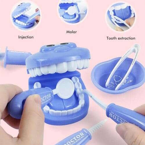 9Pcs Kids Pretend Play Dentist Check Teeth Model Set Medical Kit Educational Role Play Simulation Learing Toys for Boys Girls
