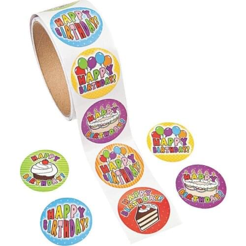 One Roll Creative Adhesive Tape 100pcs HAPPY BIRTHDAY Sticker For Kids Gift Colorful Stationery Sticker Party Toy