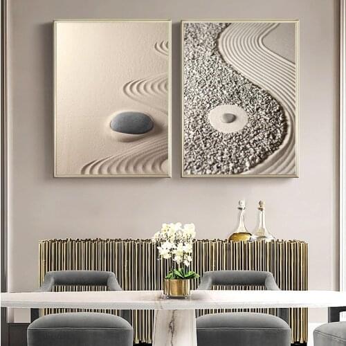 Sand Rock Cobblestone Meditation Zen Tranquil Canvas Paintings Wall Art Pictures Prints Office Living Room Home Decor Adornment