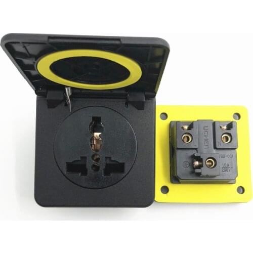 Black EU/AU/US industry safety outlet 10A 250V IP44 CE universal waterproof universal power connector socket AC power with cover