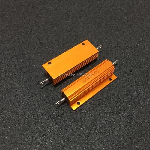 2pcs/Lot RX24 100W 0.01R to 100K Ohm Metal Shell Case Power Wirewound Resistor Aluminum Housing 5% Class J