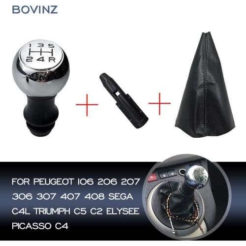 Gear Shift Knob Boot Case Lever Shifter Stick For Peugeot 106 206 207 306 307 407 408 Sega C4L Triumph C5 C2 Elysee Picasso C4