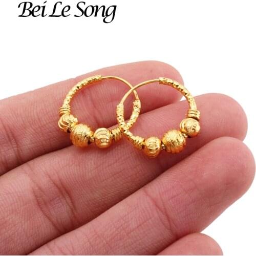 Womens earing piercings girls earings round ball Unusua earrings fashion 24K gold plated for women ear rings womens jewelry