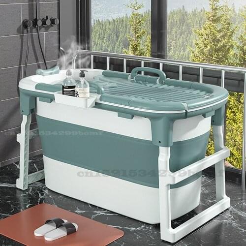 Folding Bathtub Adult Household Bath Bucket Large with Cover Bathtub Whole Body Bath Bucket Children Bath Basin Baby Swimming