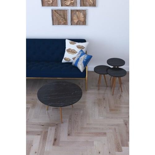 Modern 3'lü Round Zigon Coffee table, Serving Stand and Paris Medium Tripod-Black marble coffe table table bassee