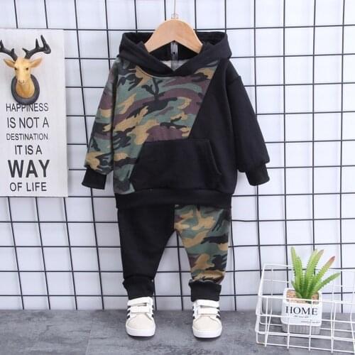 2021 New Stitching Color Childrens Boys Hoodie Long-Sleeved Sweater In Childrens Casual Trousers Spring And Autumn Suit