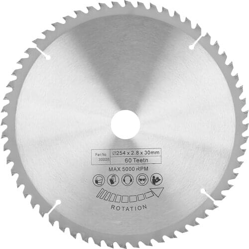 Wood Drive Carbide Circular TCT Cutting Disc for Metal Wood Plastic 254*30mm 60 Teeth Reciprocating Saw Blades
